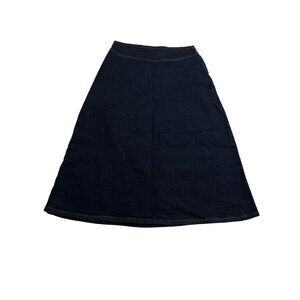 Meshki Cecilia Denim A-Line Midi Skirt in Indigo Blue